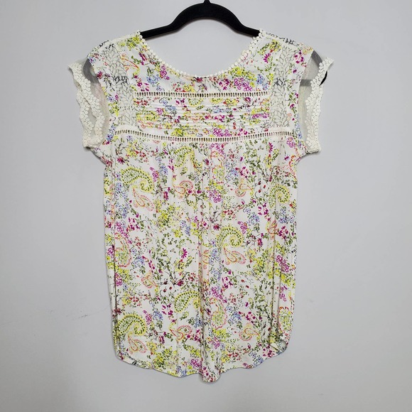 ANTHROPOLOGIE • White Meadow Rue Nellore Floral Lace Blouse Sz XS - Picture 2 of 7
